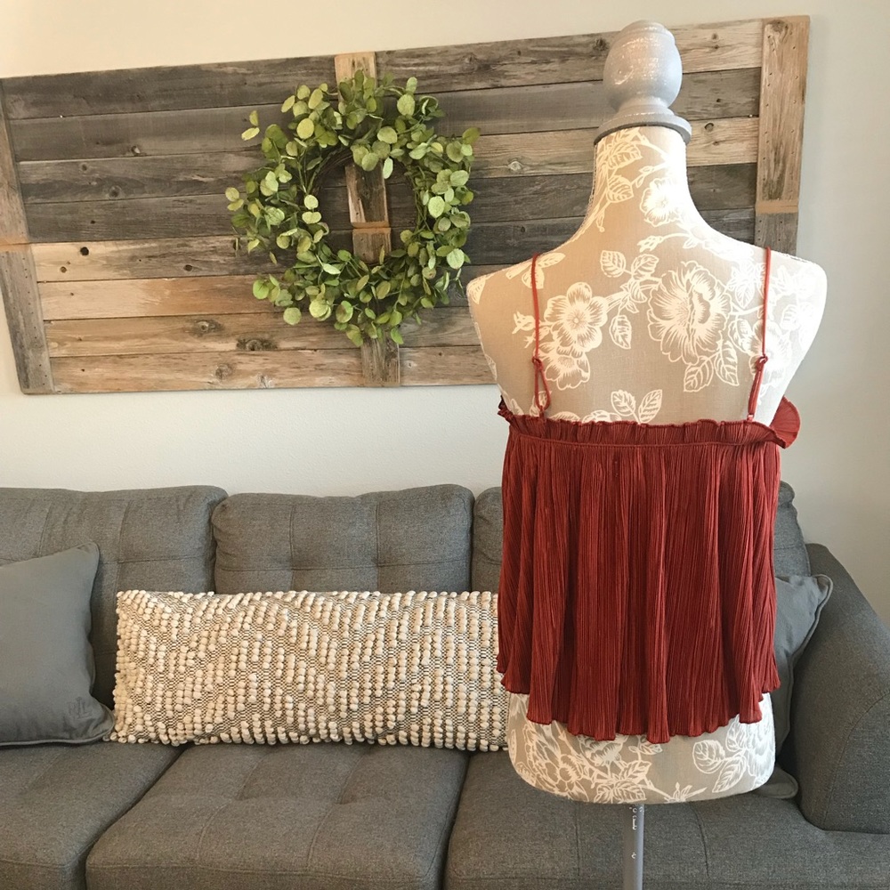 NWT Madewell Nicole Pleated Ruffle Tank- orange - Picture 4 of 7